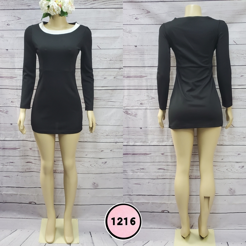 long sleeve black small mini dress